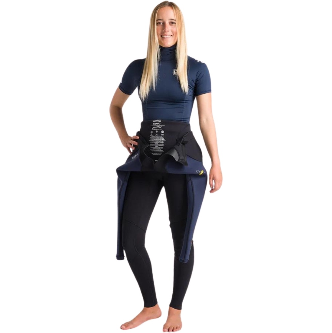 2026 C-Skins Mujer NuWave X Cuello De Tortuga De Manga Corta Chaleco De Lycra C-NLYSSWT - Bluestone / White